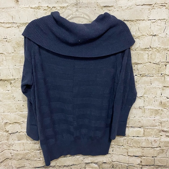 Calvin Klein Navy Blue Merino Wool Alpaca Blend Cowl Neck Sweater - Picture 3 of 5